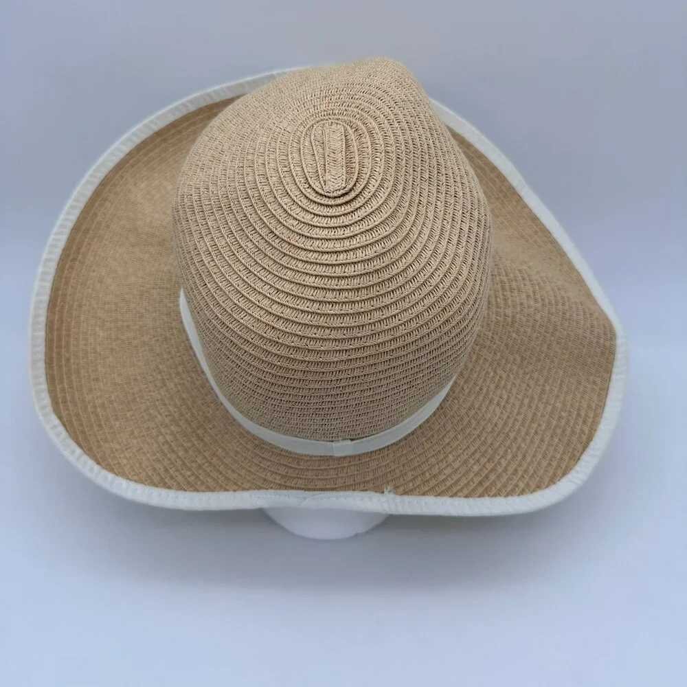 Panama Jack Women's Classic Paper Straw Open Back Floppy Sun Hat, OS, Tea‎ Beige
